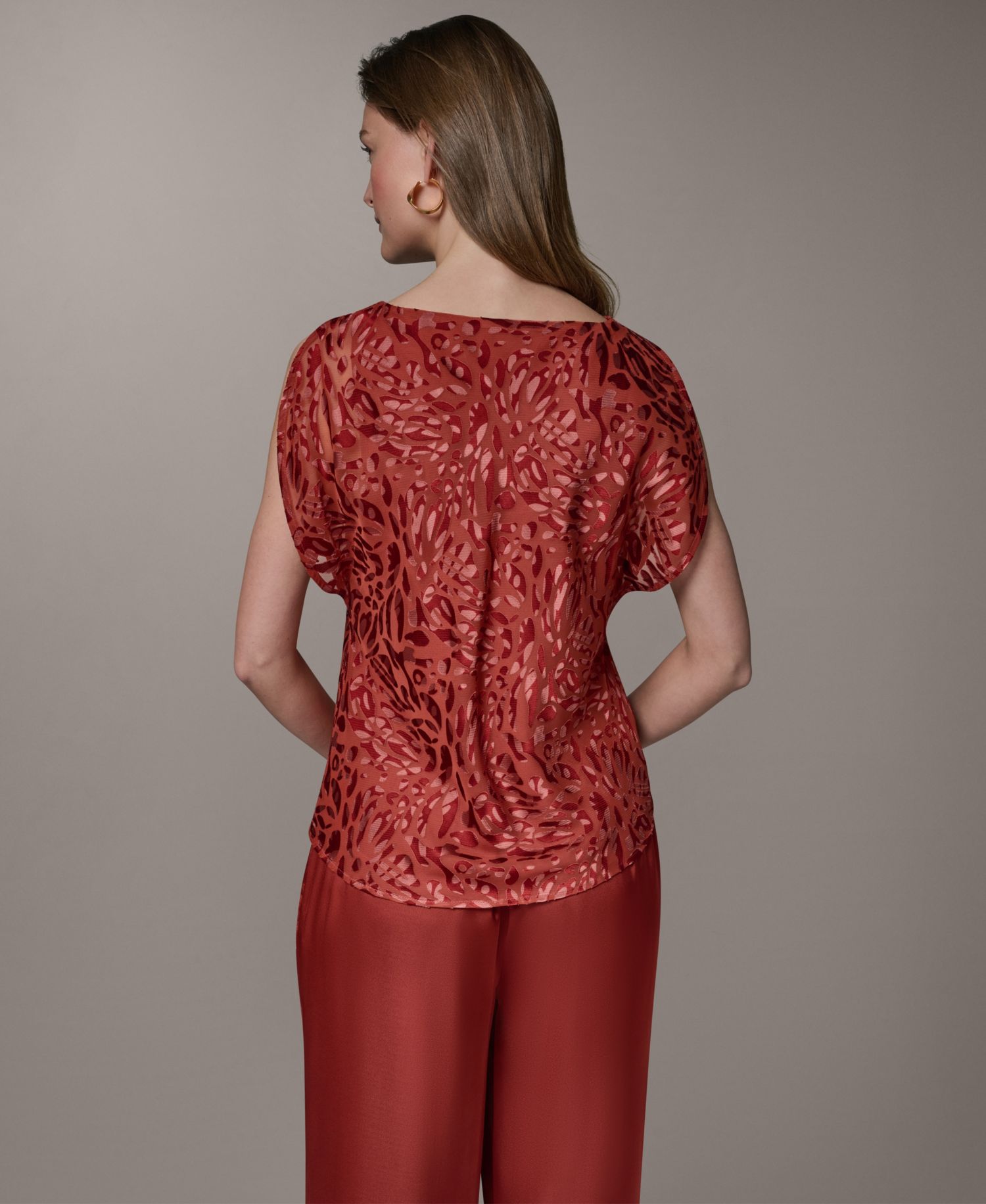 Petite Printed Cowl Neck Top