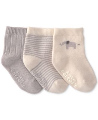 Baby Boys' and Girls' Elephant Ankle Socks, 3-Pack