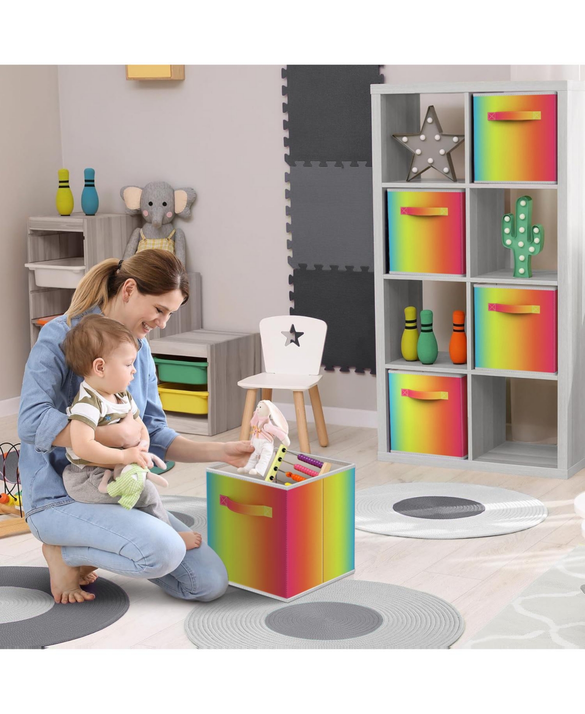 Sorbus 6 Pack 11 Inch Foldable Storage Cubes with Handle- for Organizing Home, Shelves, Nursery, Playroom