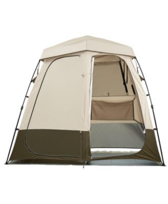 Camping Shower Tent, 150D Oxford Fabric with Silver Coating, 2-Room Foldable Privacy Tent Changing Room, for Camping, Beach, and Fishing