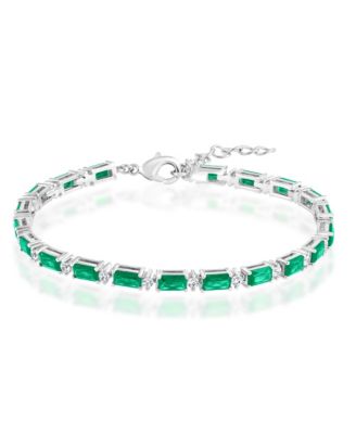 Emerald-Cut and Round CZ Tennis Bracelet