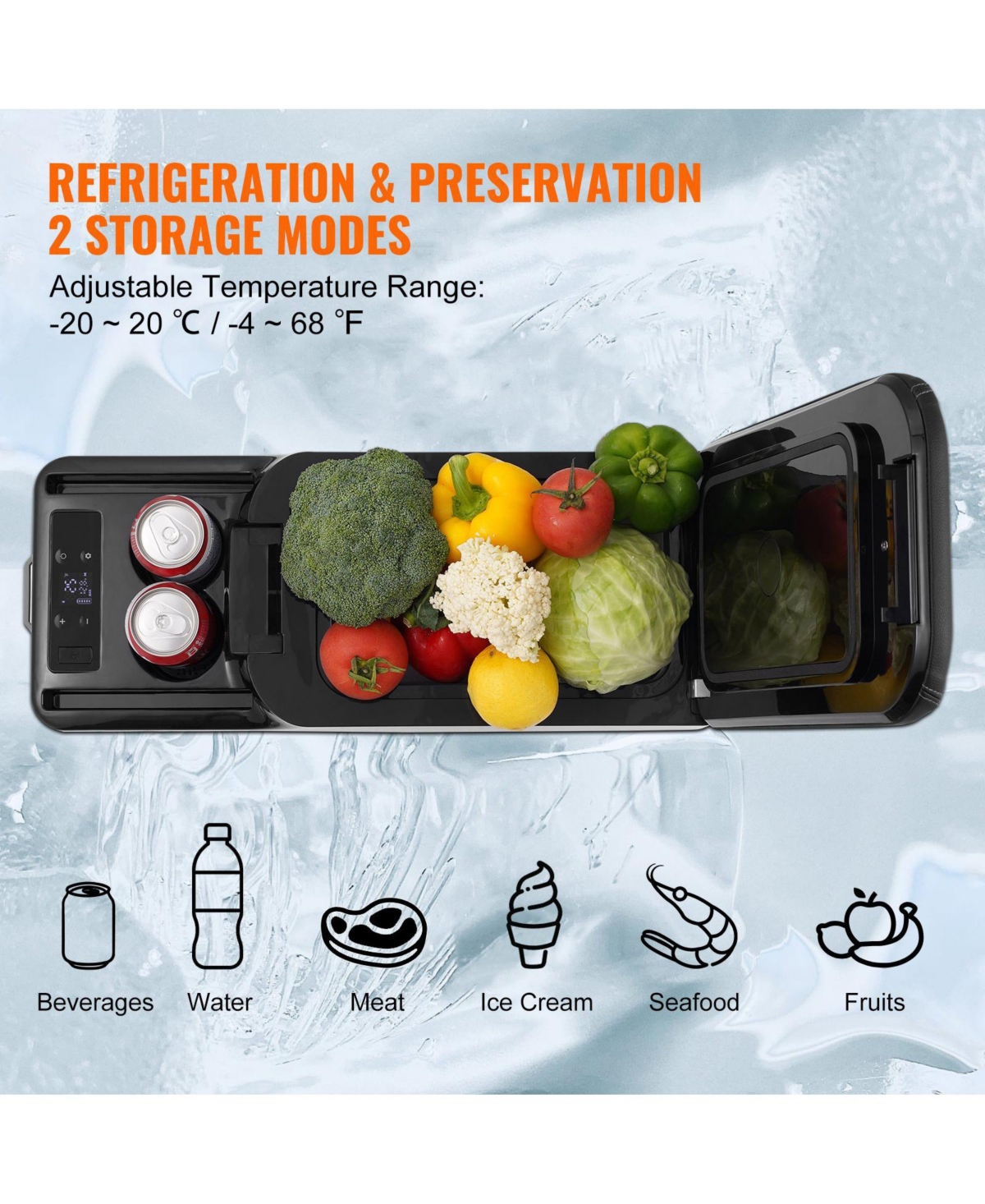 Mecale 15 Liter Car Armrest Refrigerator 12V Portable Single Zone Freezer