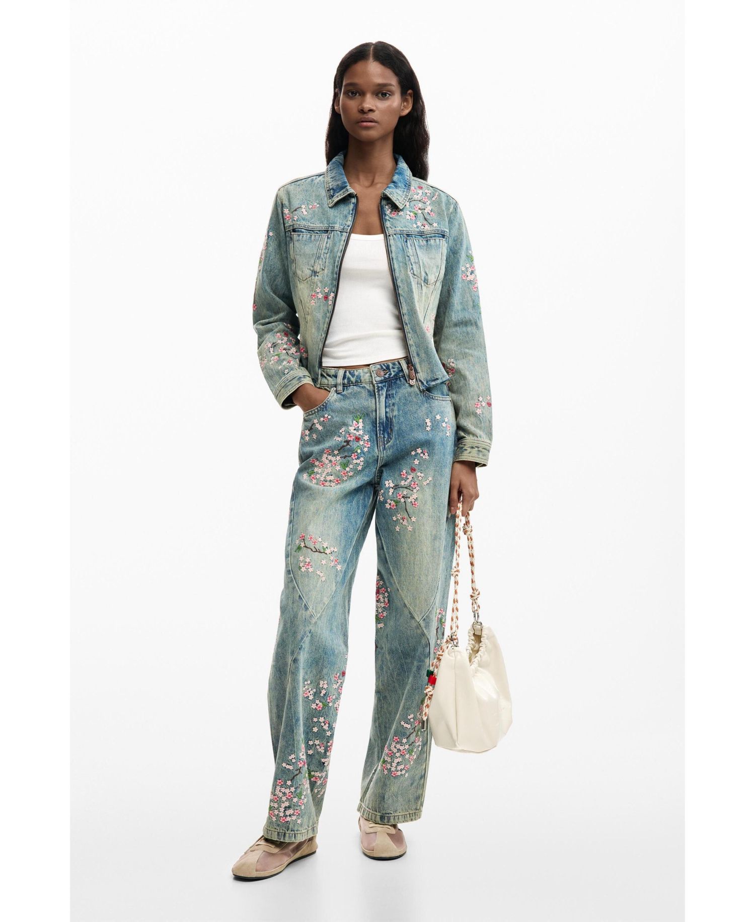 Women's Regular embroidered denim pants