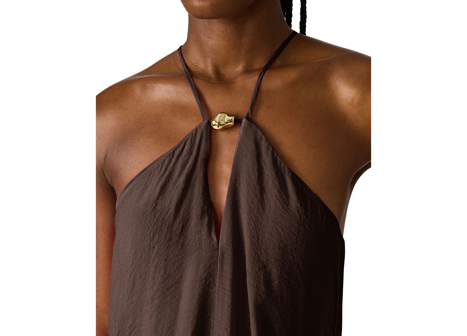 Halter Neck Sleeveless High-Low Asymmetric Dress