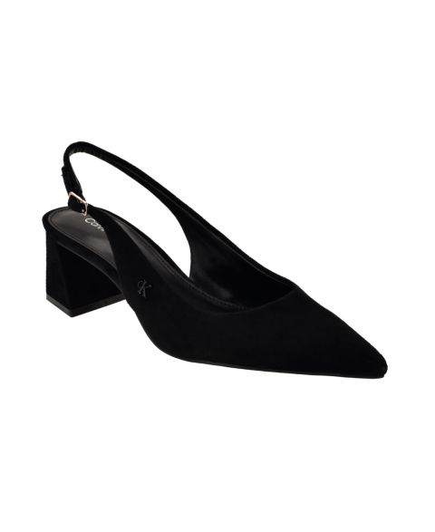 Женские туфли Calvin Klein Sarra Block Heel Slingback Pumps, цвет: Чёрный замшевый