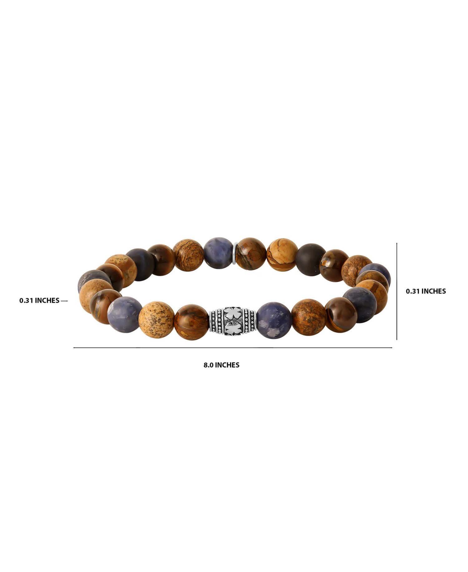 Sodalite, Picture Jasper and Tigers Eye Beaded Elastic Bracelet