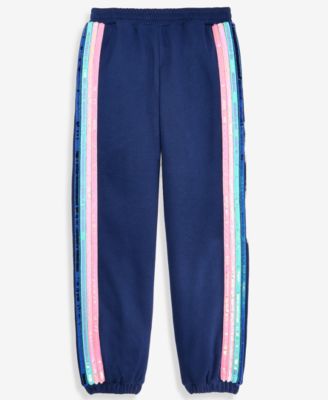 Girls' XS-XL Fleece Sequin-Stripe Jogger Pants