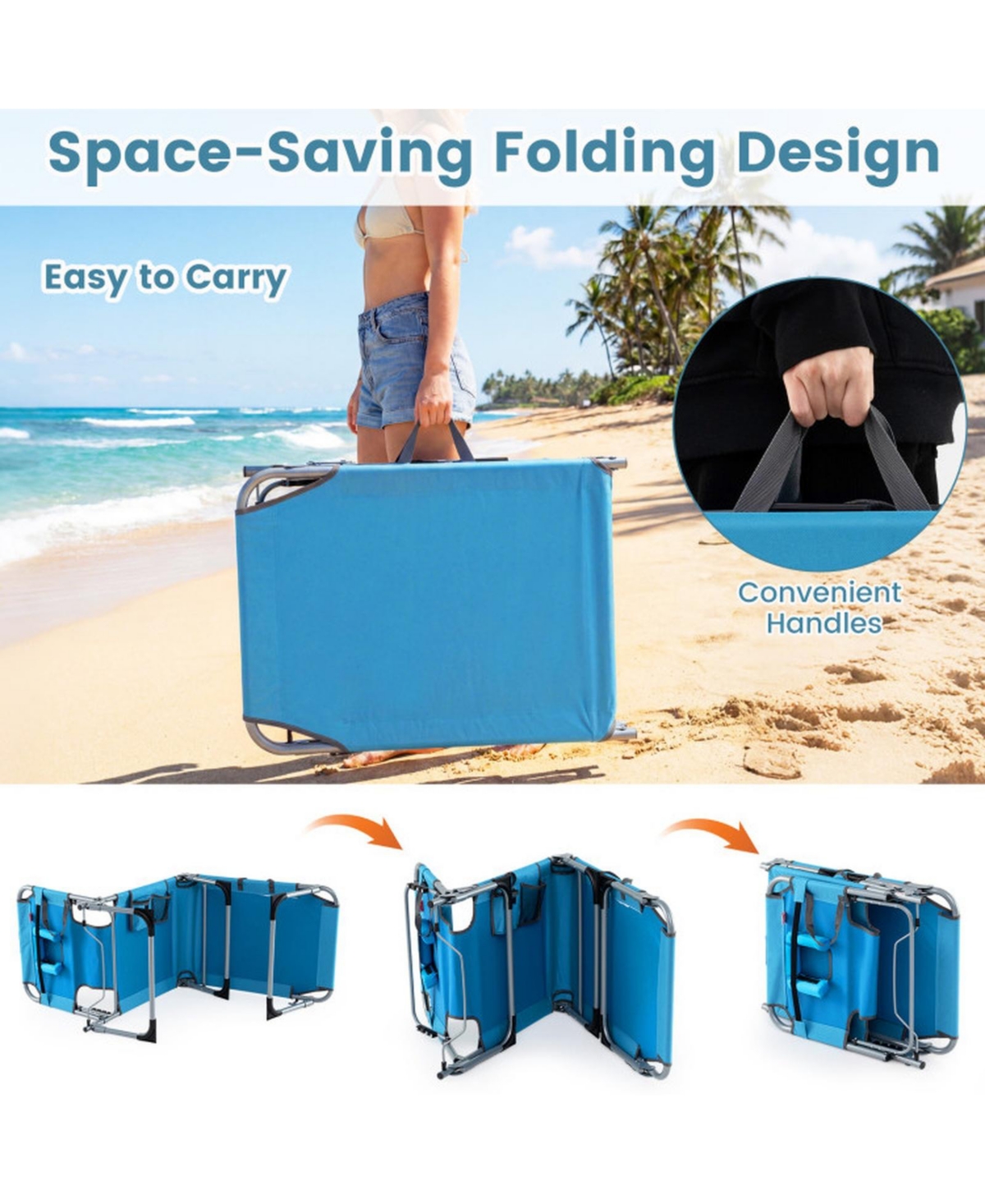Sugift Folding Tanning Chair with Face and Arm Holes