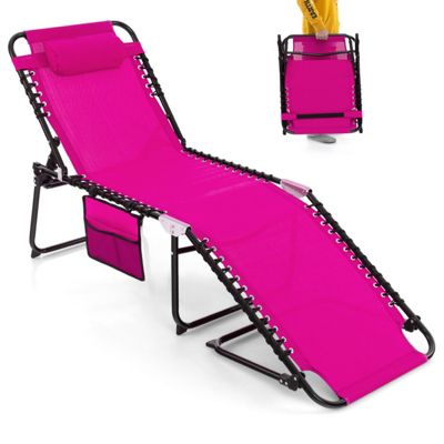 Foldable Reclining Lounge Chair with Adjustable Backrest and Footrest
