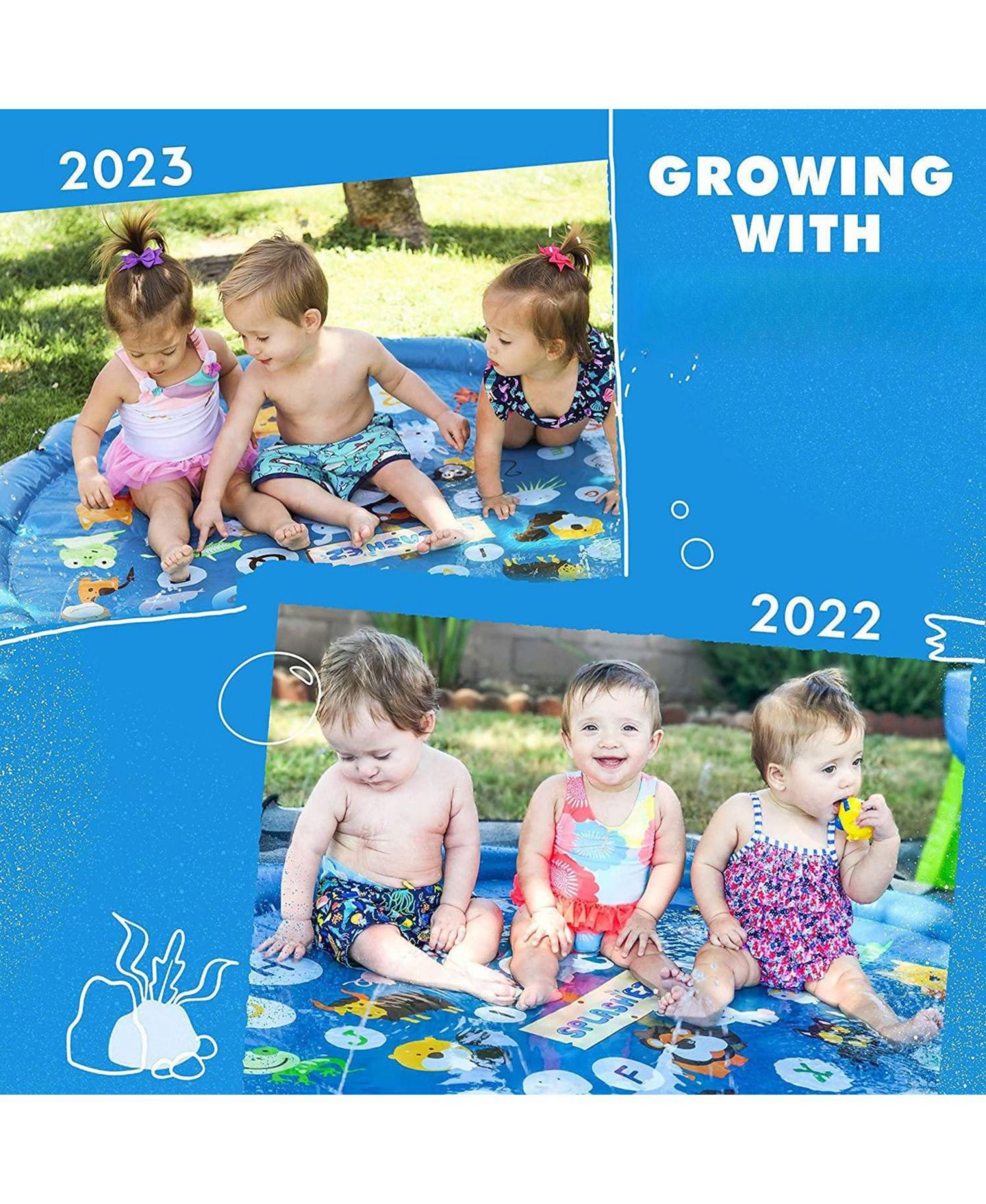 Детская игрушка GNUADZ Kids' Educational Splash Pad with Fountain Sprinklers, Ages 12 Months+, цвет: Around The World — фото 2