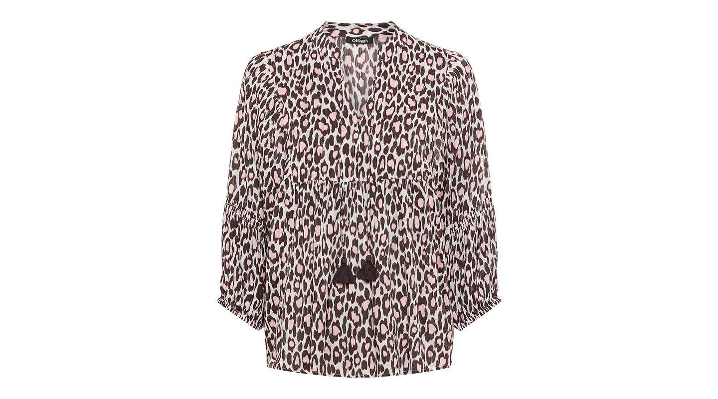 Женская блузка Olsen Leopard Tunic Blouse, цвет: Тёмный коричневый — фото 2