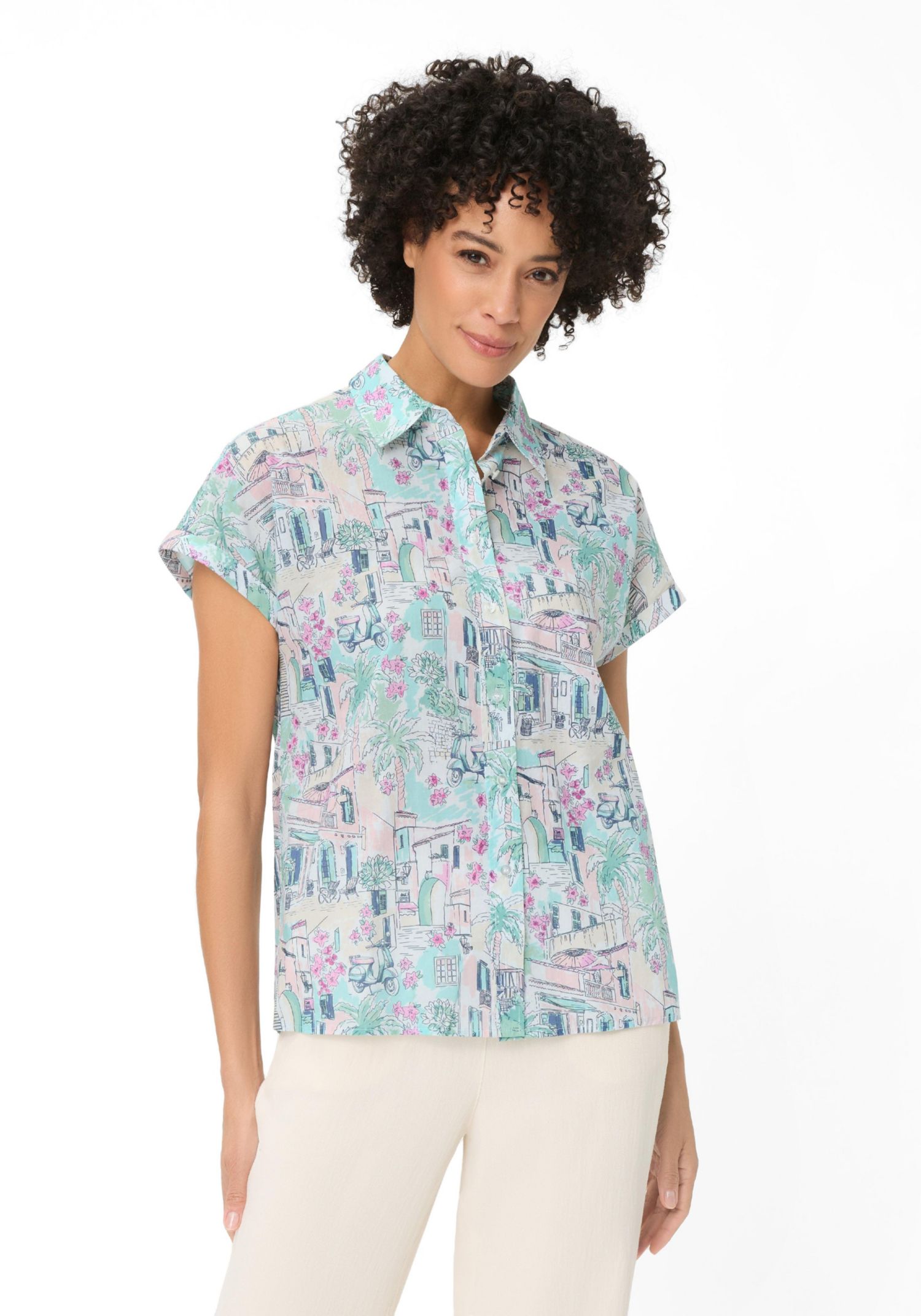 Women's Italian Villa Print Shirt