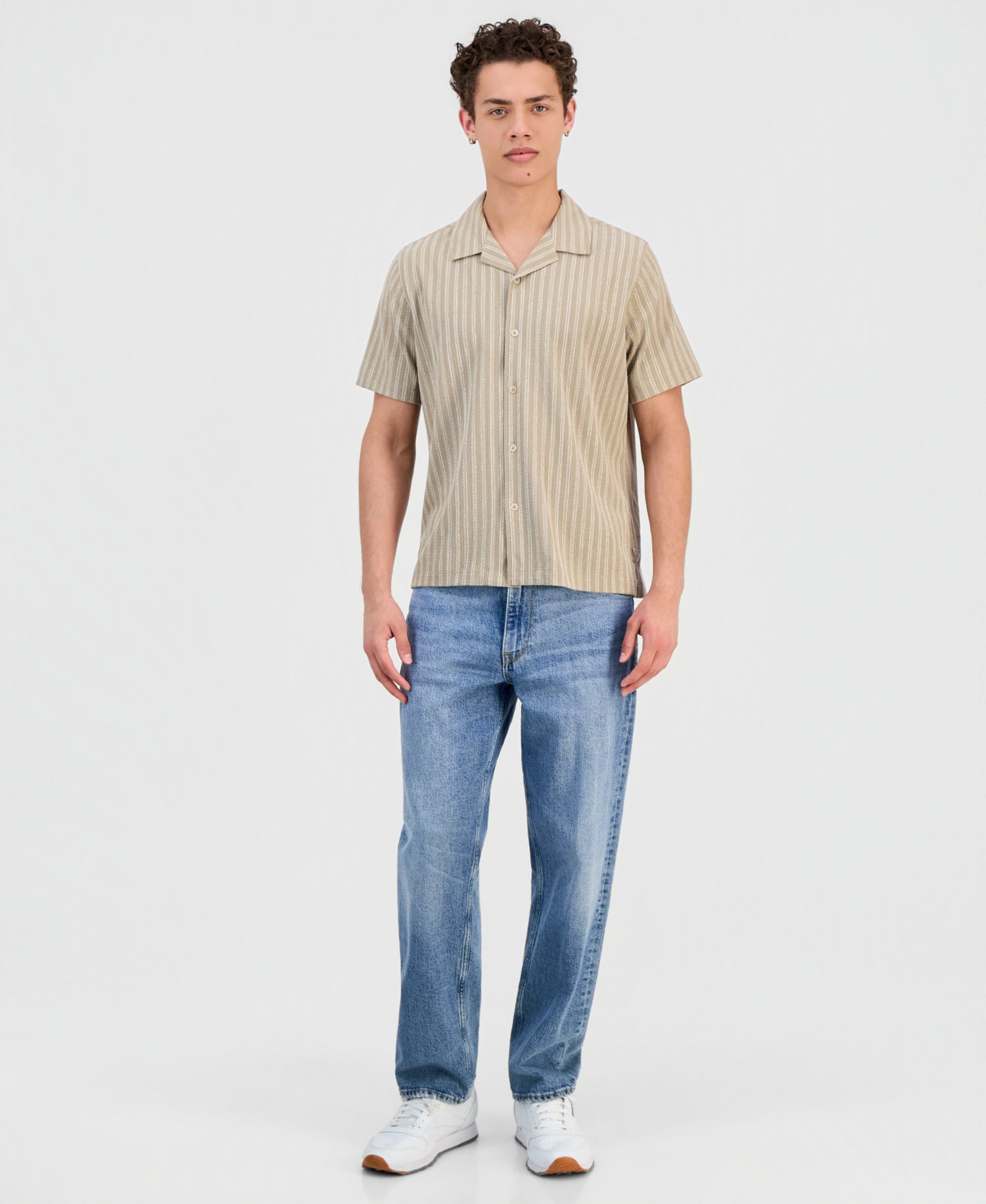 Men's Resort Blend Textured Woven Short-Sleeve Shirt