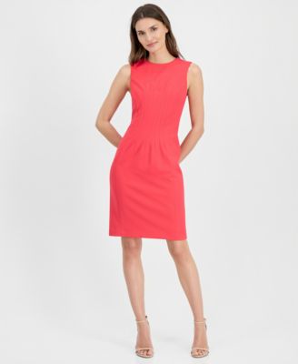 Women's Jewel-Neck Sleeveless Scuba Sheath Dress