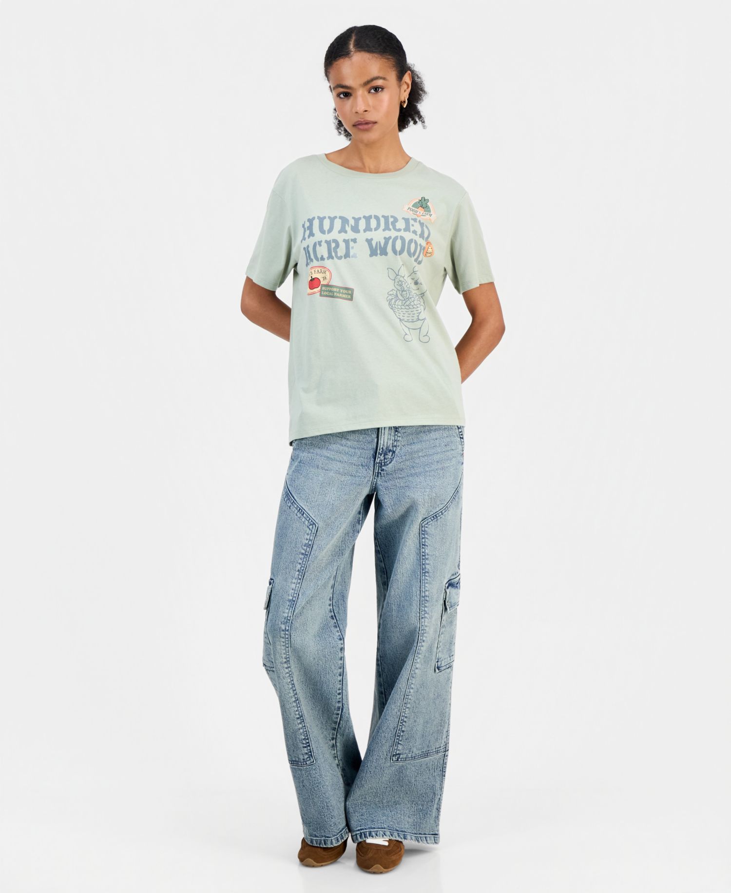 Juniors' Pooh Hundred-Acre-Wood Graphic T-Shirt