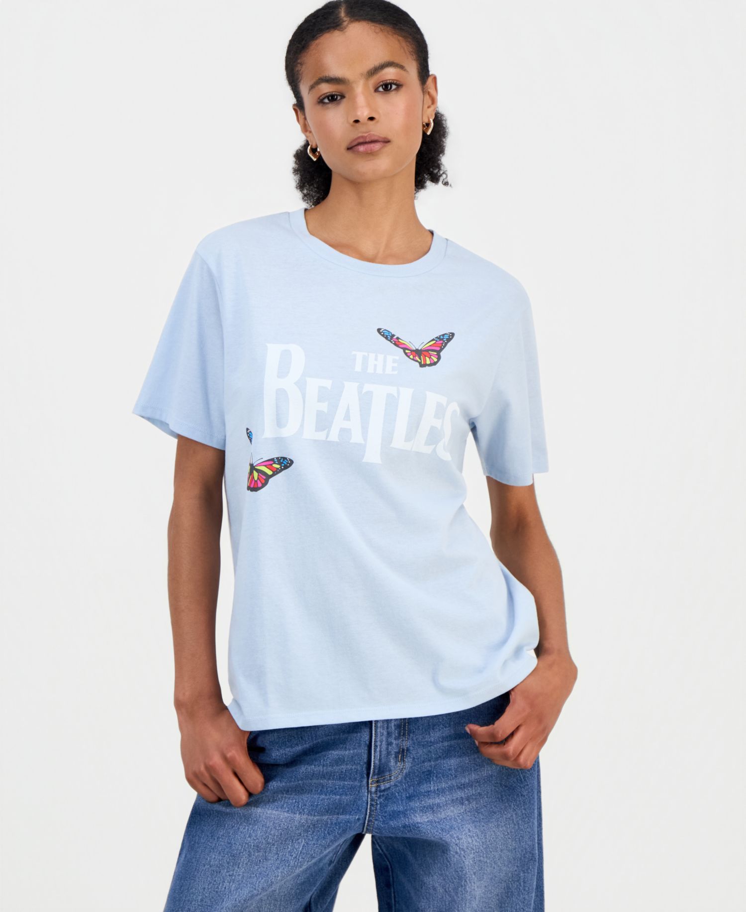 Juniors' Beatles Butterfly Graphic T-Shirt