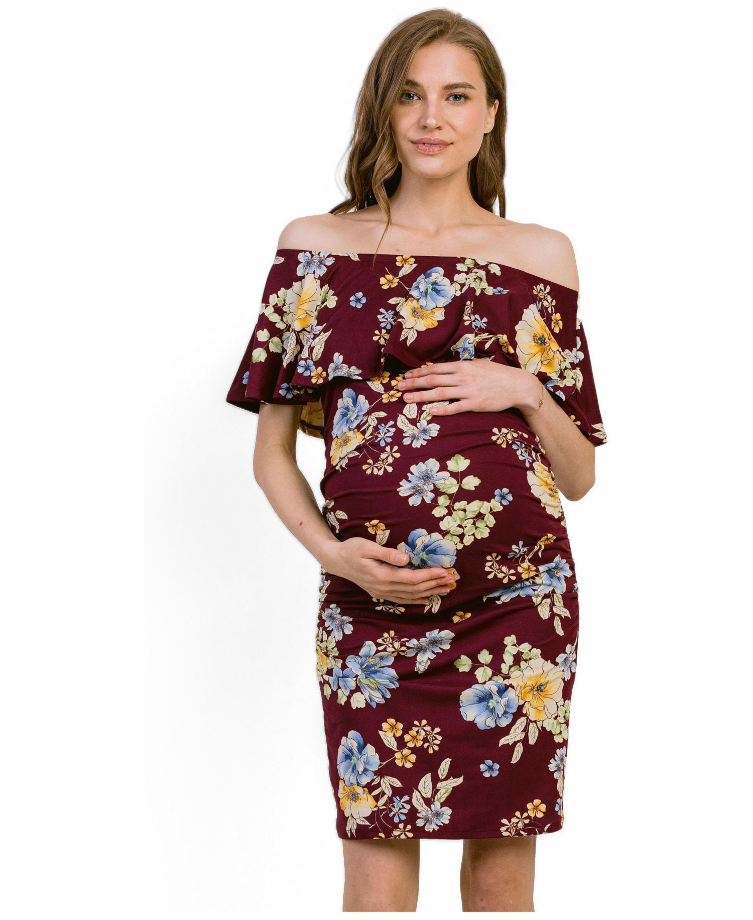 Women's Off-the-Shoulder Floral Ruffle Bodycon Dress