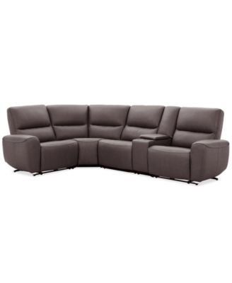 Symond 5-Piece Leather 2 Power Motion Sectional Sofa