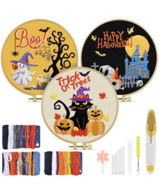 3 Sets Embroidery Kit Adult Beginners Halloween Craft Hand