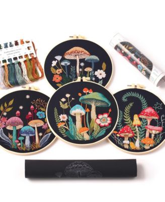 4pieces  Embroidery Starter Kit Adult Beginner DIY Cross Stitch Patterns