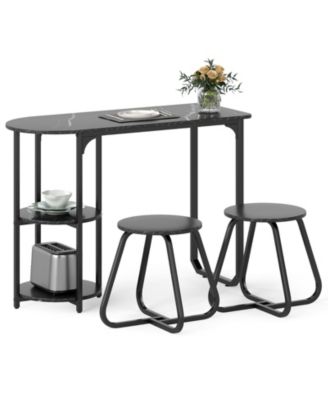 Small Space 3 Piece Dining Table Set Industrial Kitchen Furniture