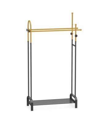 Double Hanging Clothes Rack with Dual Rods, Heavy Duty Garment Storage Stand