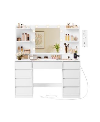 Vanity Table with Mirror and 9 LED Lights Makeup Station