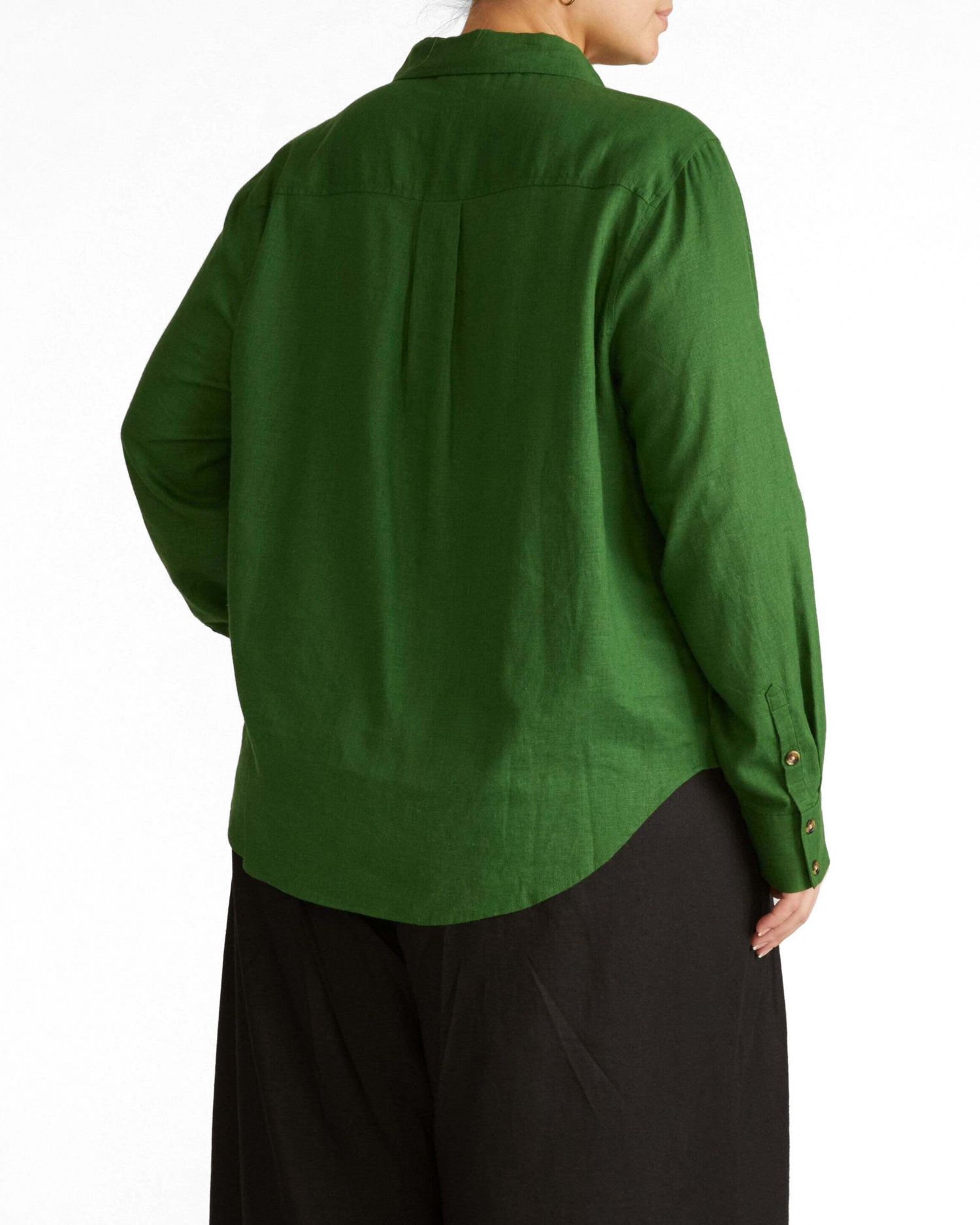 Plus Size Elbe Popover Stretch Linen Shirt