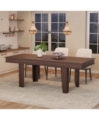 63 in-86.6 in Extendable Dining Room Table for 6-10, Farmhouse Kitchen Tables w/Wooden Sturdy Frame, Large Rectangular Dinner Table