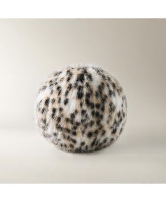 Spotted Faux Fur Ball Pillow