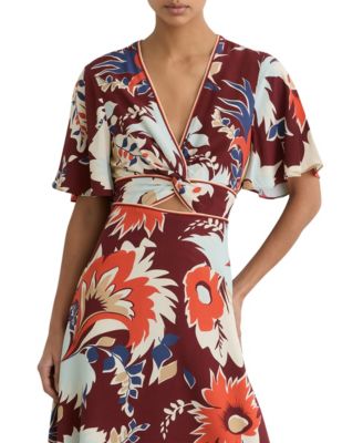 Women's Asha Floral-Print Cut-Out Midi Dress