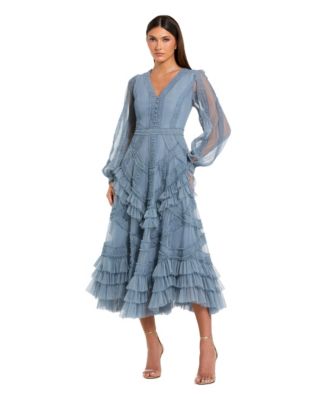 light blue summer dresses for women Midi Length Linen Wrap Dress, XL / Gray