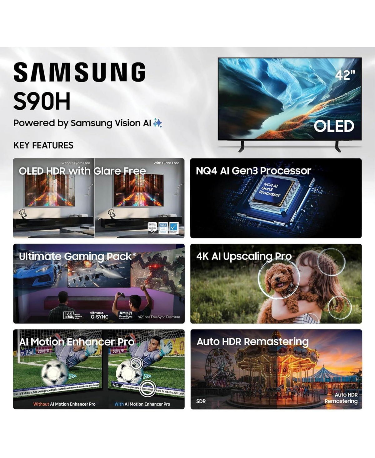Samsung QN65S90HAEXZA 65" S90H Series Oled 4K Uhd Smart Vision Ai Tv (2026)