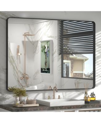 32" x 44" High-Strength Tempered Glass and Aluminum Alloy Framed Wall Decor Bathroom Vanity Mirror