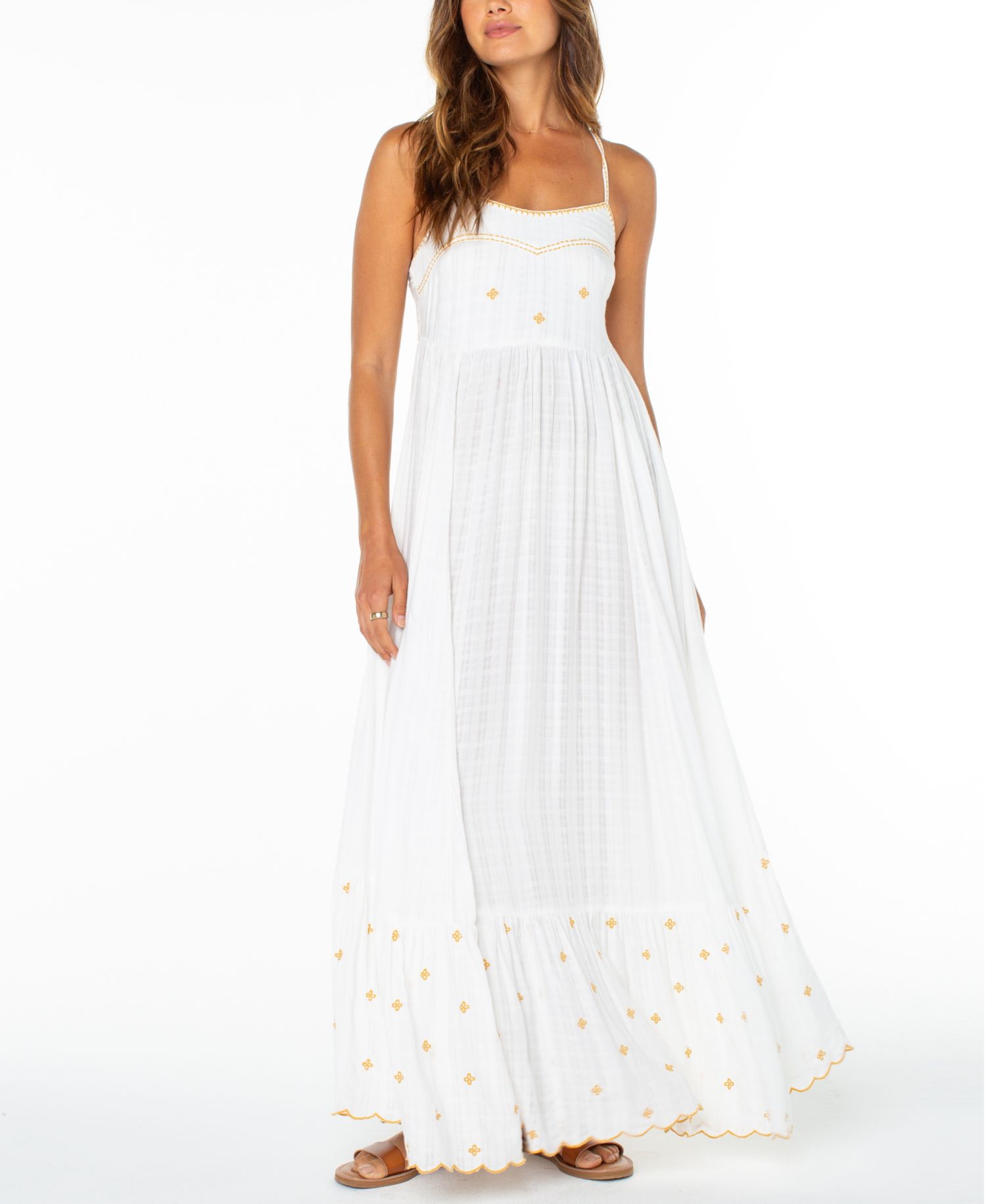 Women's Sunburst Sweetheart Neck Maxi Dress