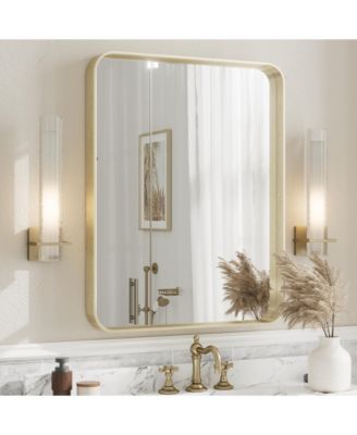  High-Strength Tempered Glass and Aluminum Alloy Framed Wall Decor Bathroom Vanity Mirror in Brushed Gold