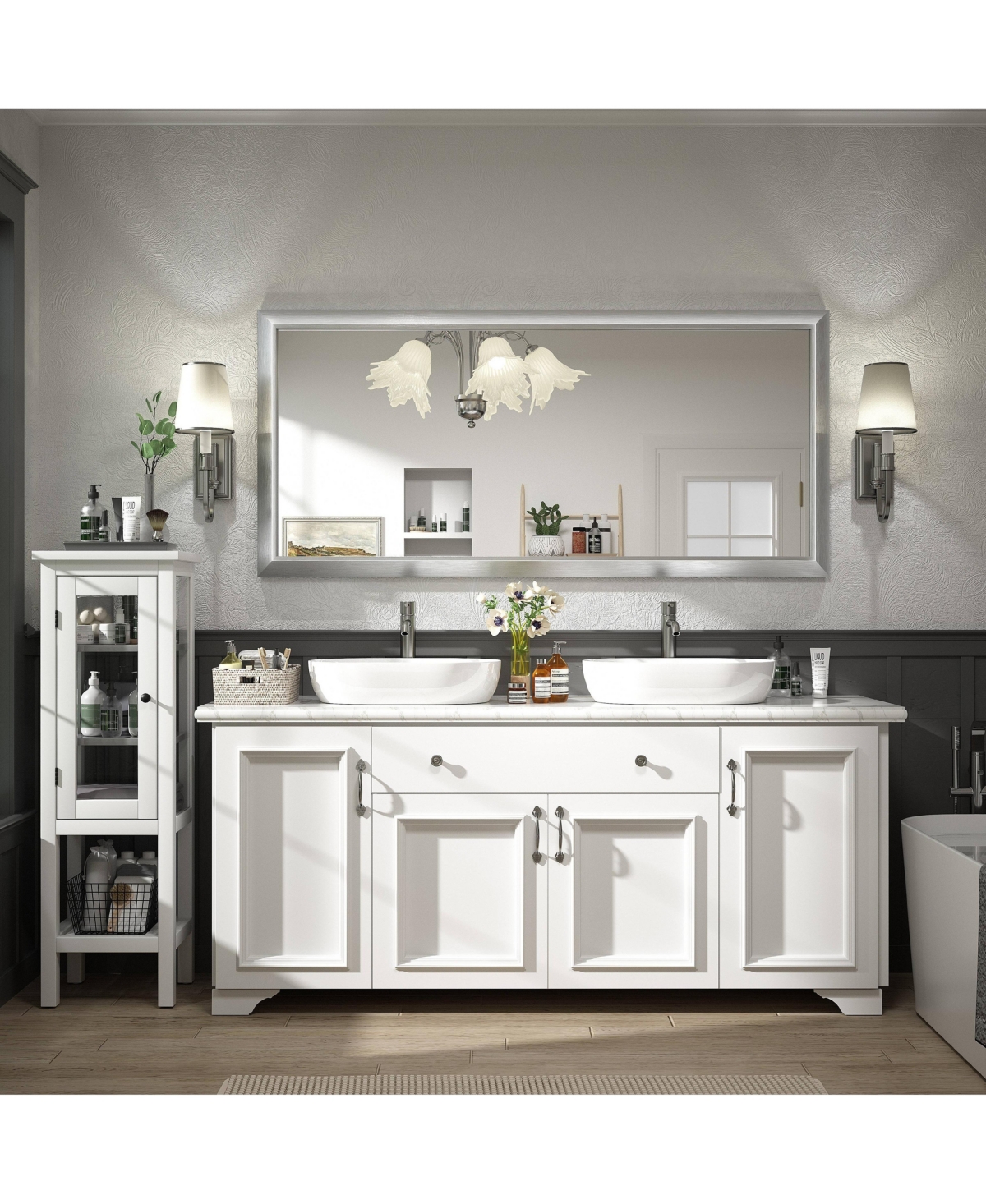 Apmir 60" x 28" Inch Thick Metal Framed Wall Mirrors for Bedroom