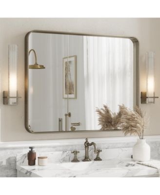 High-Strength Tempered Glass and Aluminum Alloy Framed Wall Decor Bathroom Vanity Mirror in Brushed Bronze
