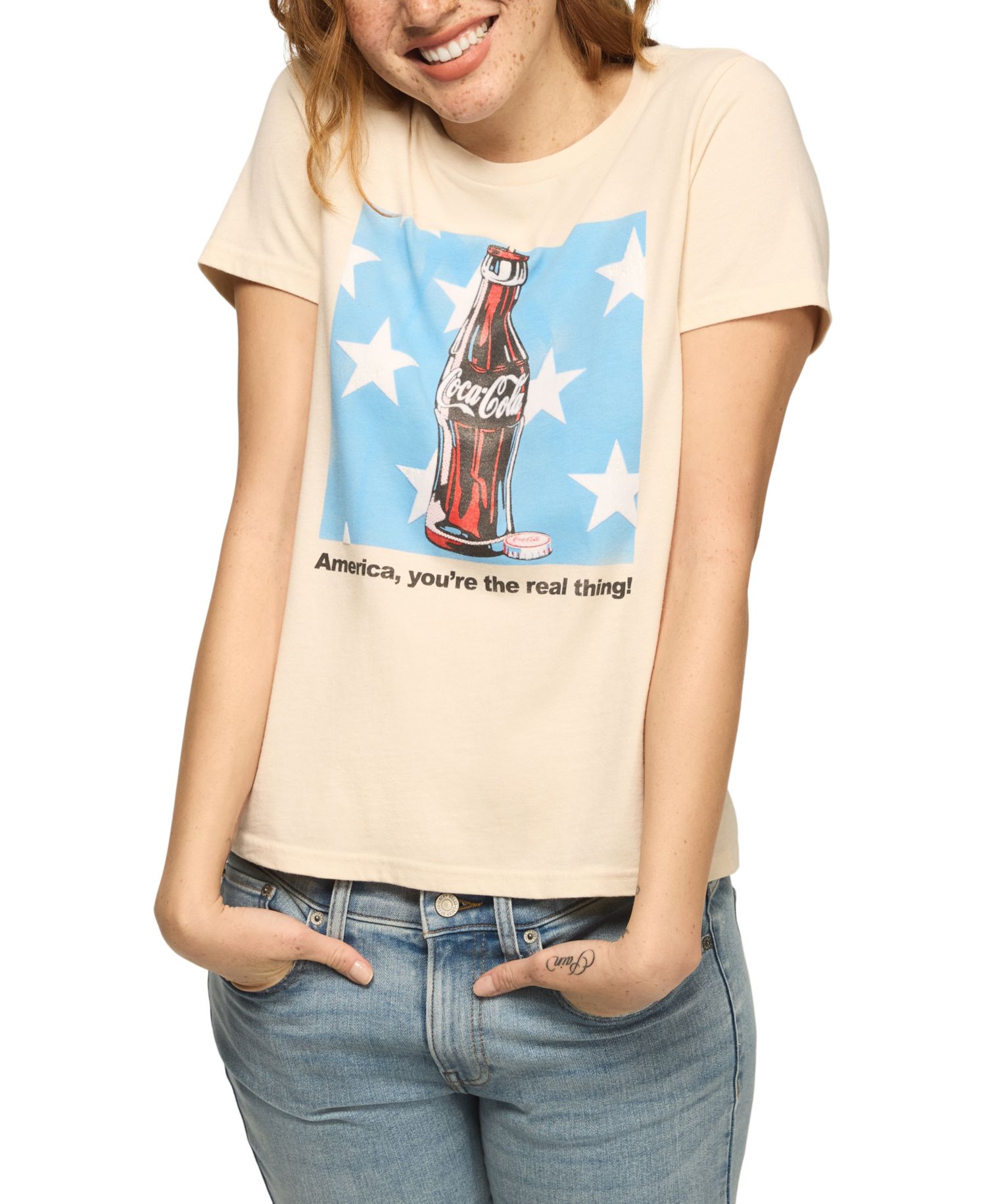 Women's Coca Cola Bottle Stars Classic Crewneck T-Shirt
