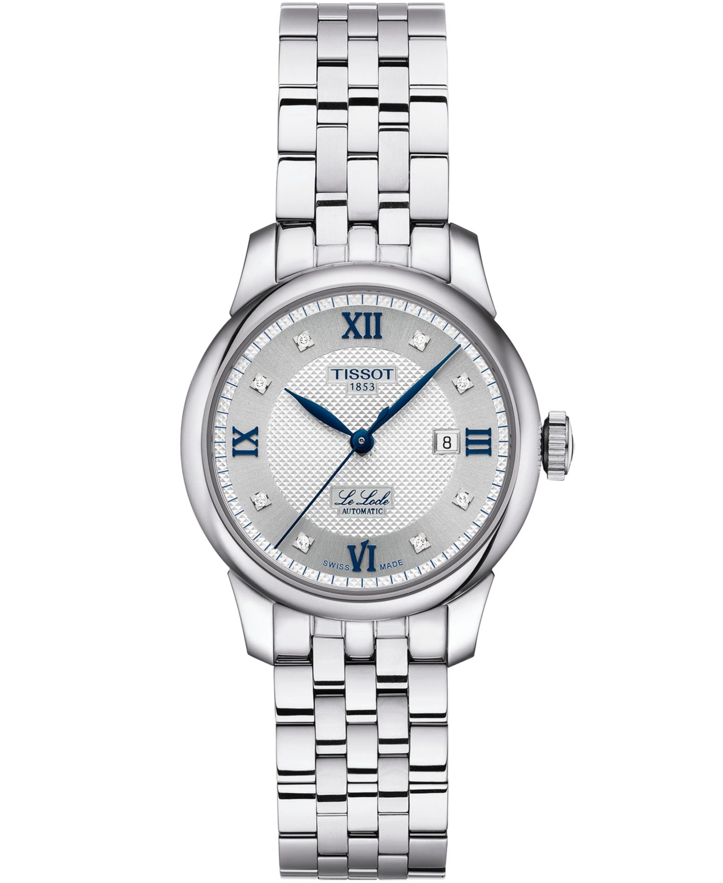 Женские часы Tissot Swiss Automatic Le Locle Diamond Accent Stainless Steel Bracelet Watch 29mm — фото 1