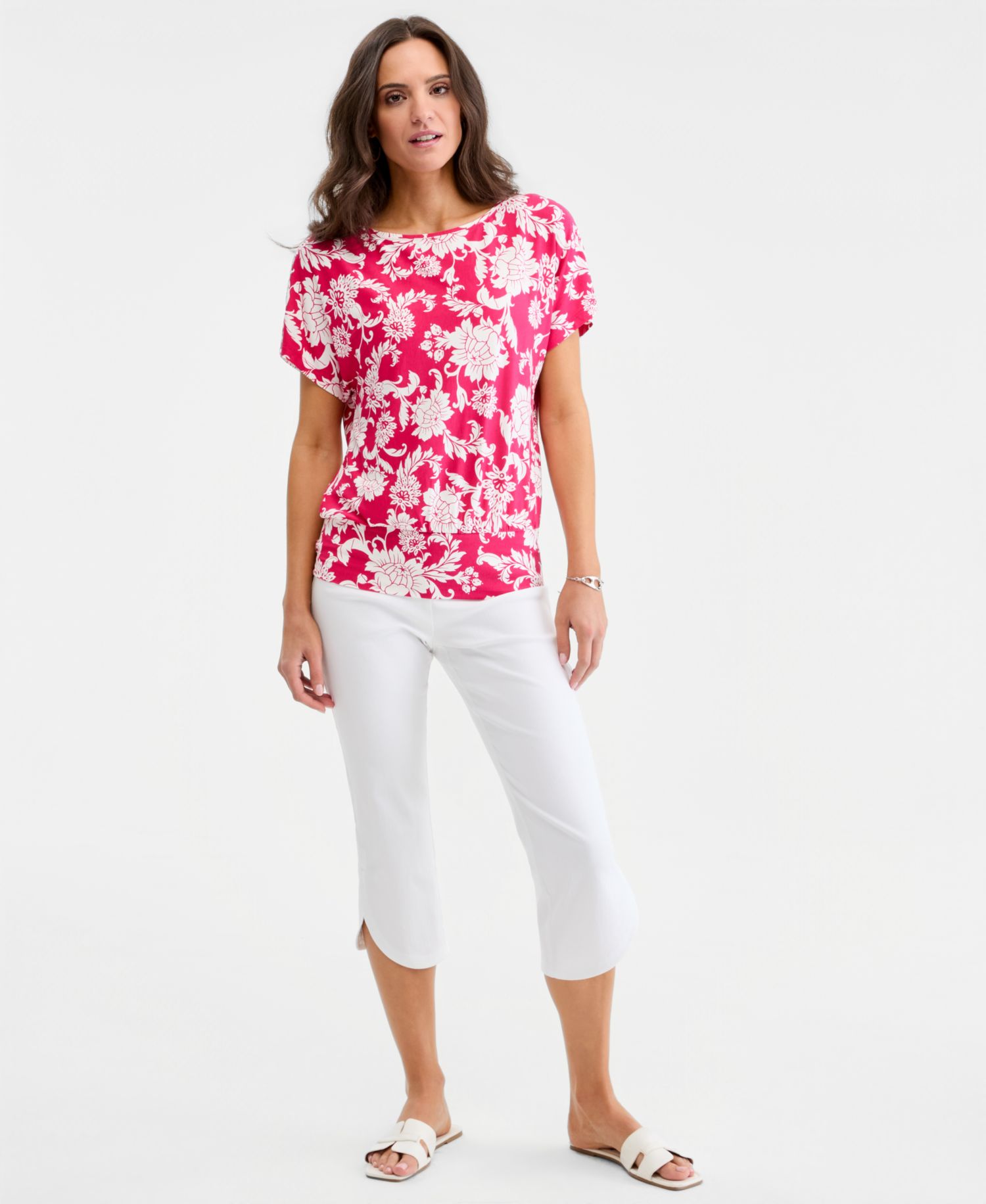 Petite Bianca Floral Banded-Hem T-Shirt