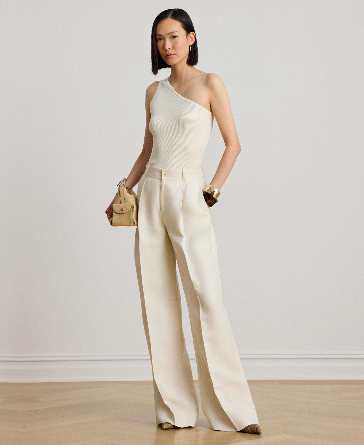 Женский свитер Lauren Ralph Lauren Rib-Knit One-Shoulder, цвет: Кремовый — фото 5