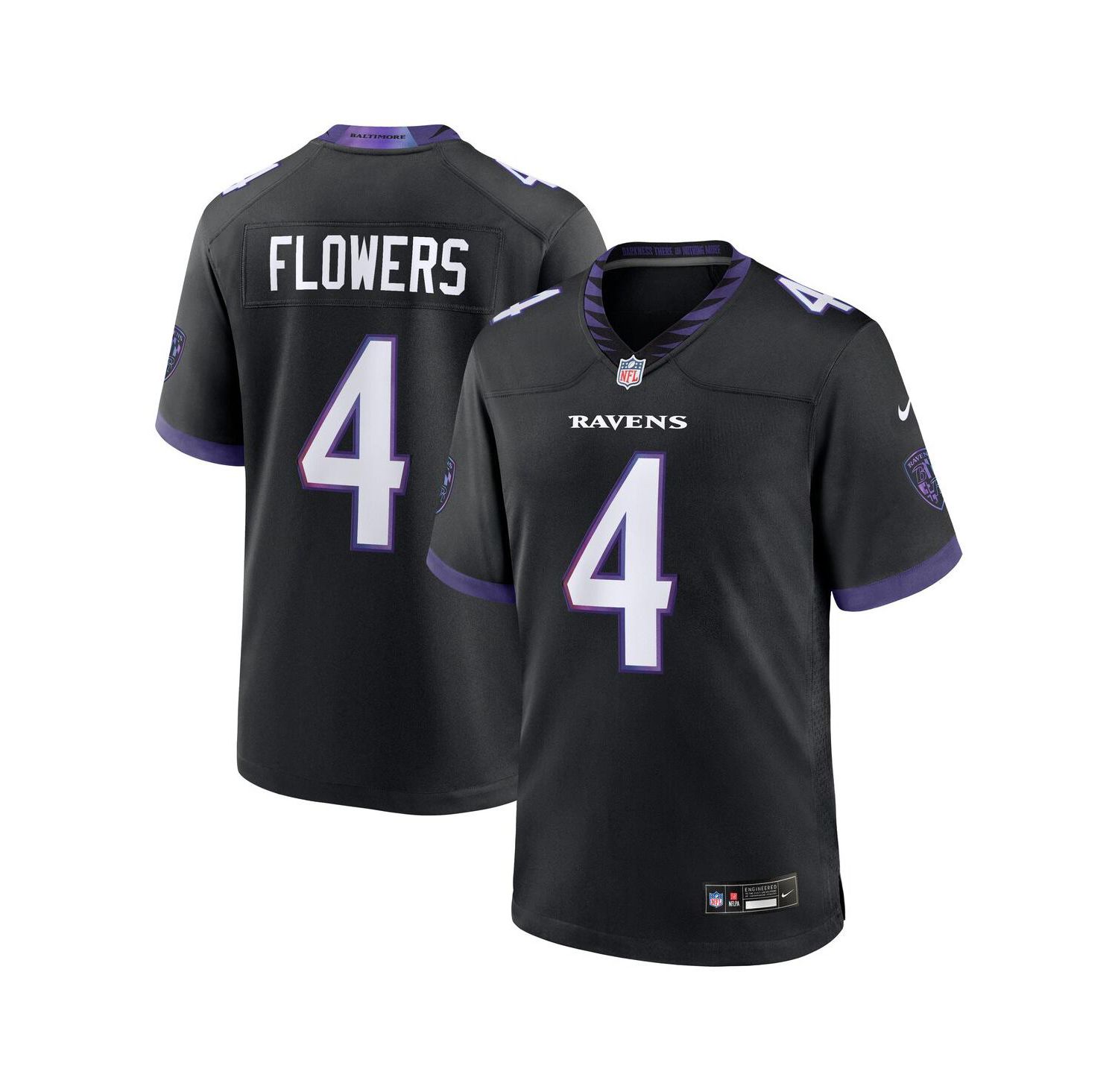 Men's Zay Flowers Black Baltimore Ravens Alternate Game Jersey