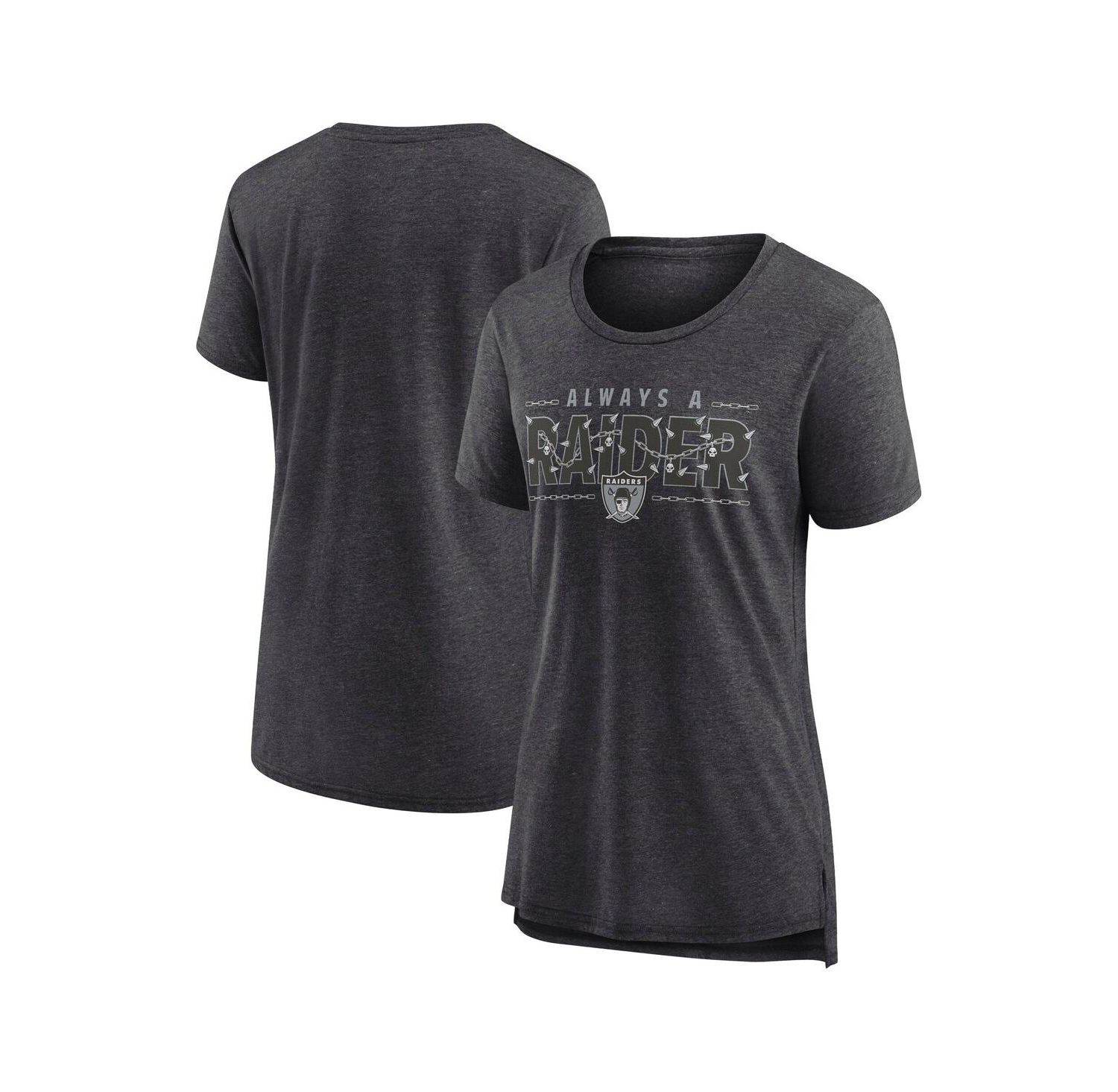 Women's Charcoal Las Vegas Raiders Vintage Graphic Tri-Blend Scoop Neck T-Shirt