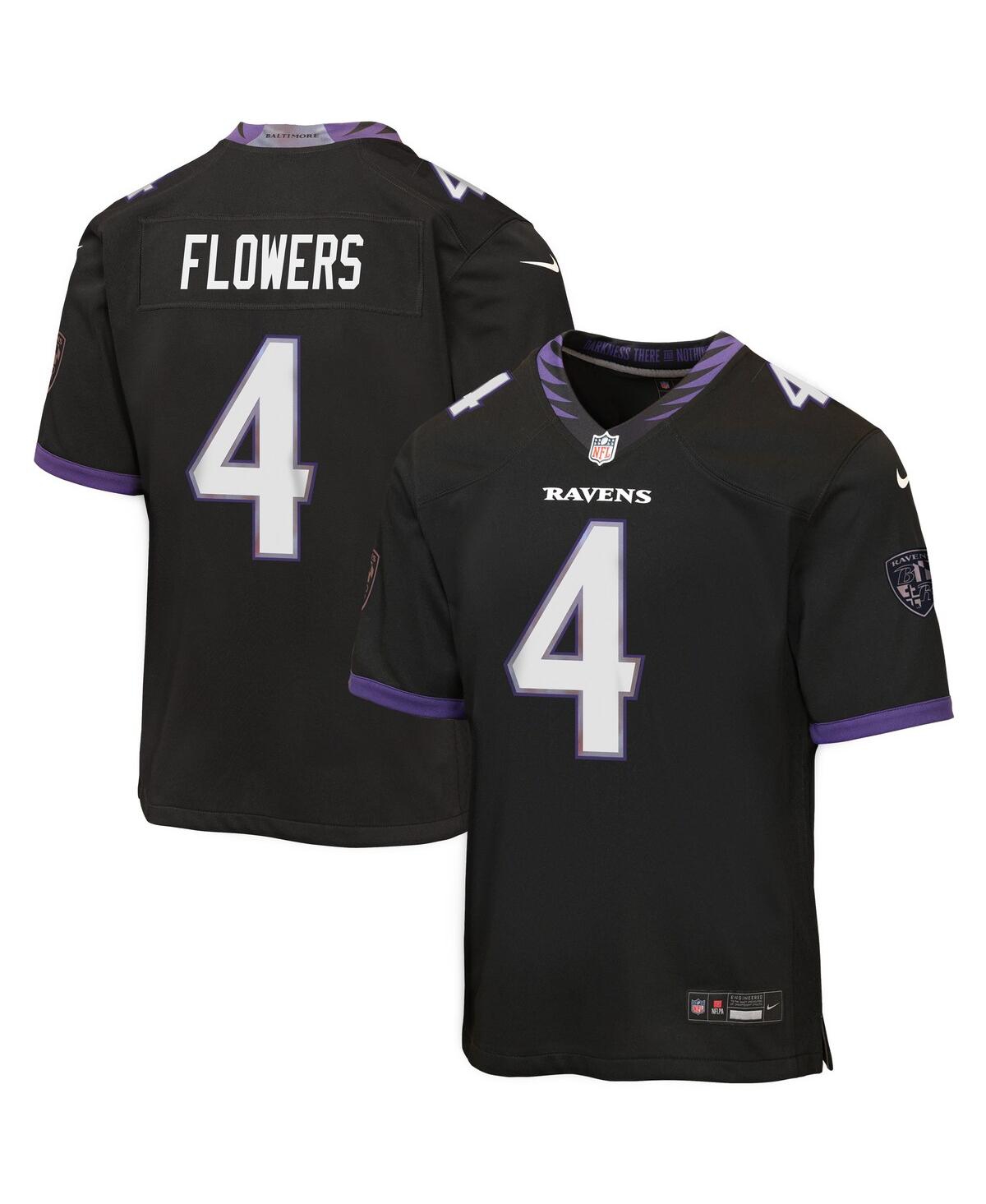 Nike Big Boys and Girls Zay Flowers Black Baltimore Ravens Alternate Game Jersey
