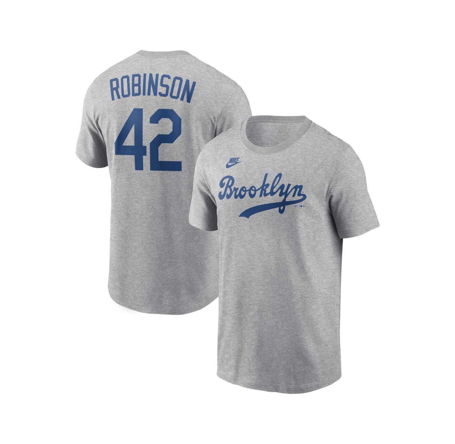Men's Jackie Robinson Heather Gray Brooklyn Dodgers Cooperstown Collection Name & Number T-Shirt