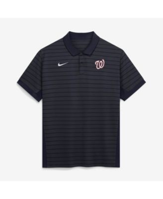 Men's Navy Washington Nationals Authentic Collection Striped Victory Dri-FIT Polo Shirt