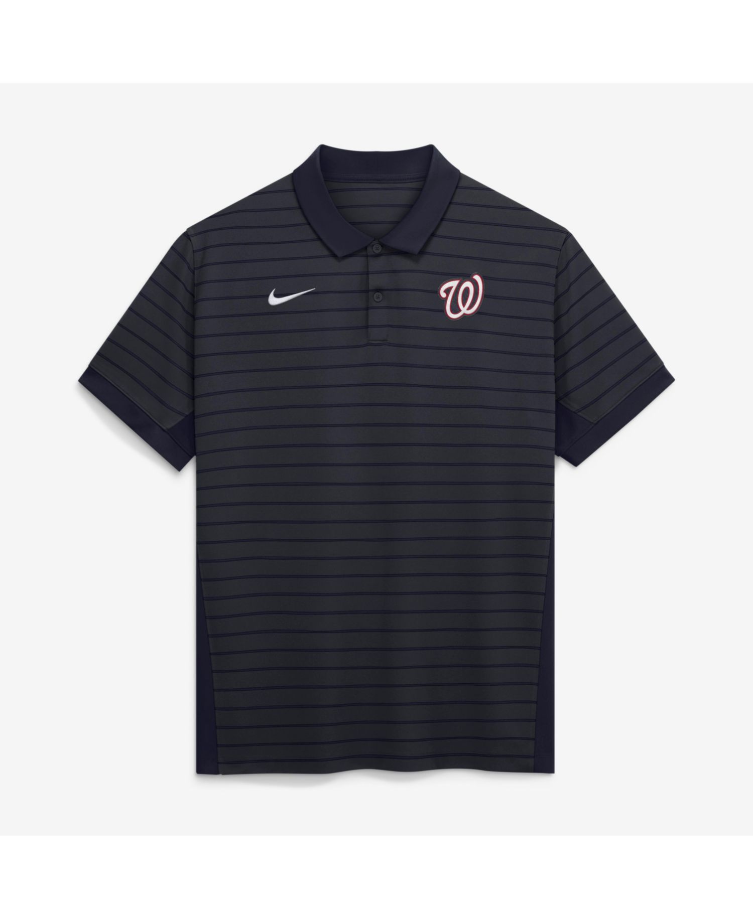 Men's Navy Washington Nationals Authentic Collection Striped Victory Dri-FIT Polo Shirt