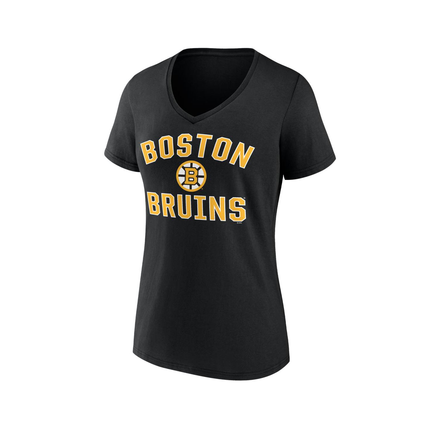 Women's Black Boston Bruins Arch Victory V-Neck T-Shirt
