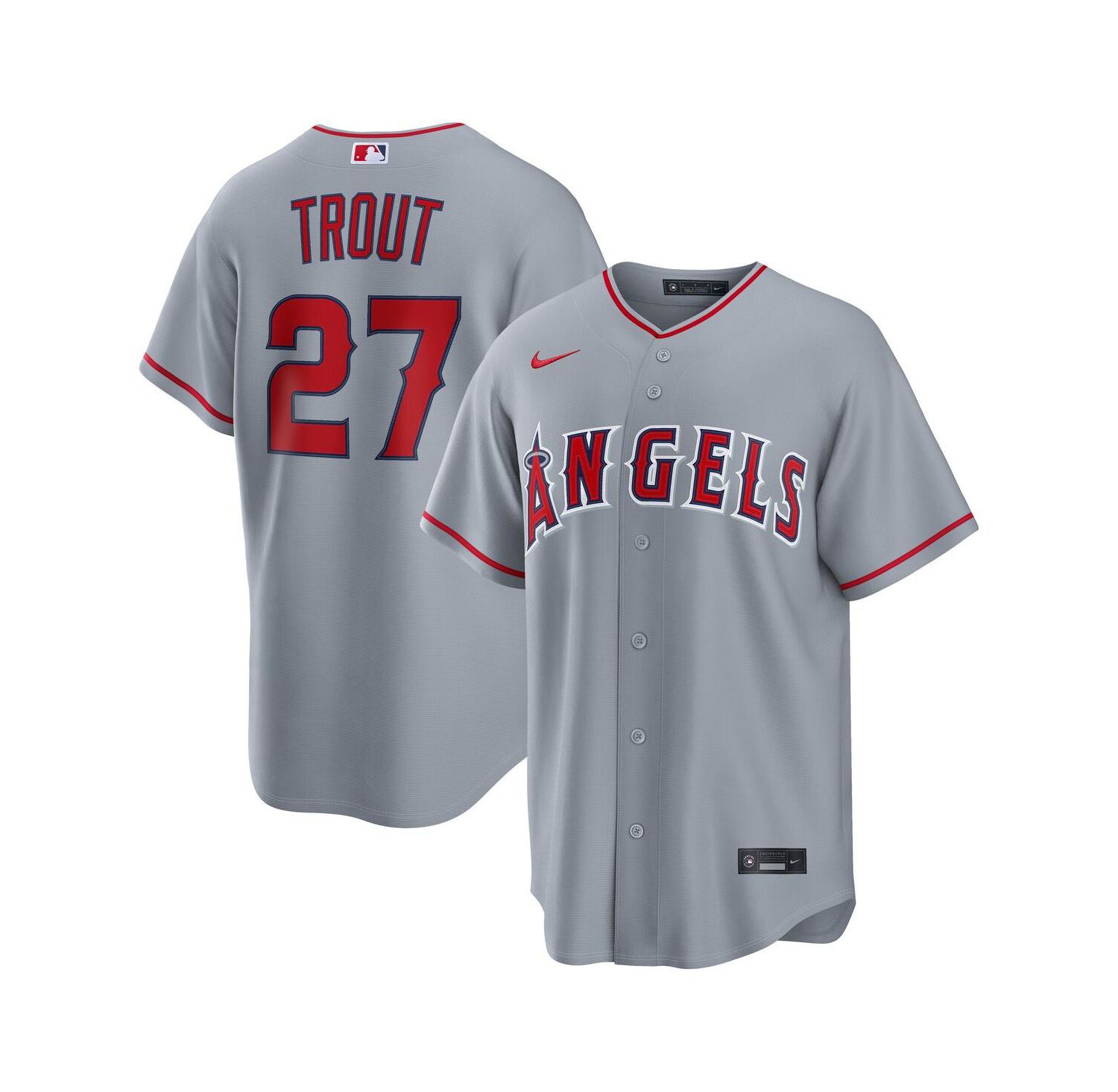 Men's Mike Trout Gray Los Angeles Angels Road Replica Jersey